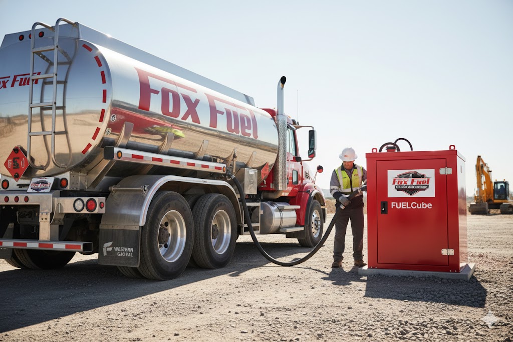 Portable tank at construction site
